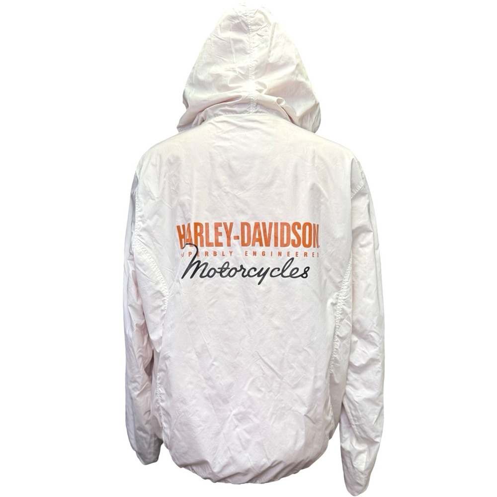 Harley Davidson Motorcycle Windbreaker Jacket Womens XL White Hooded - Picture 2 of 7